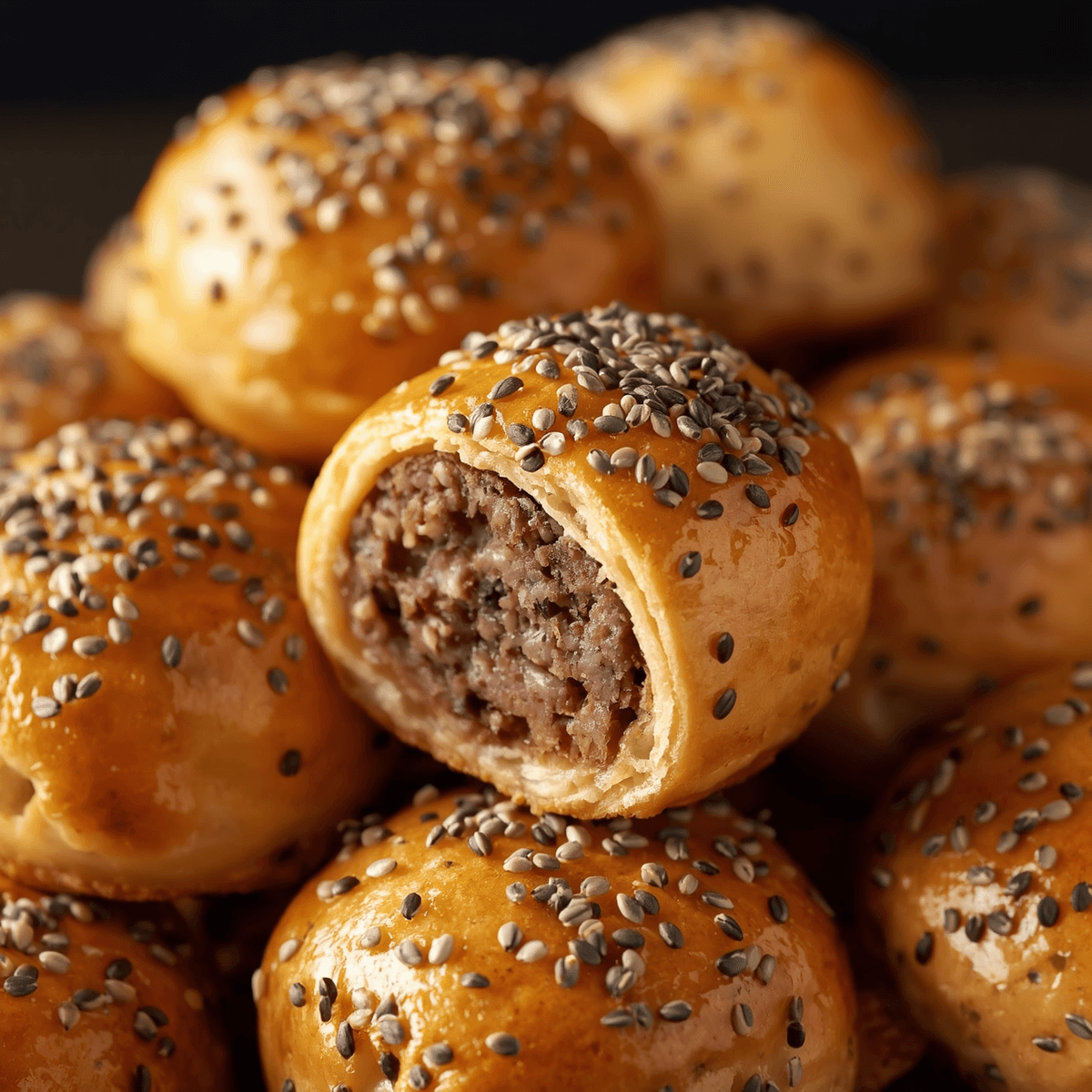 Hlb Mini Sausage Rolls, Topped With Poppyseeds